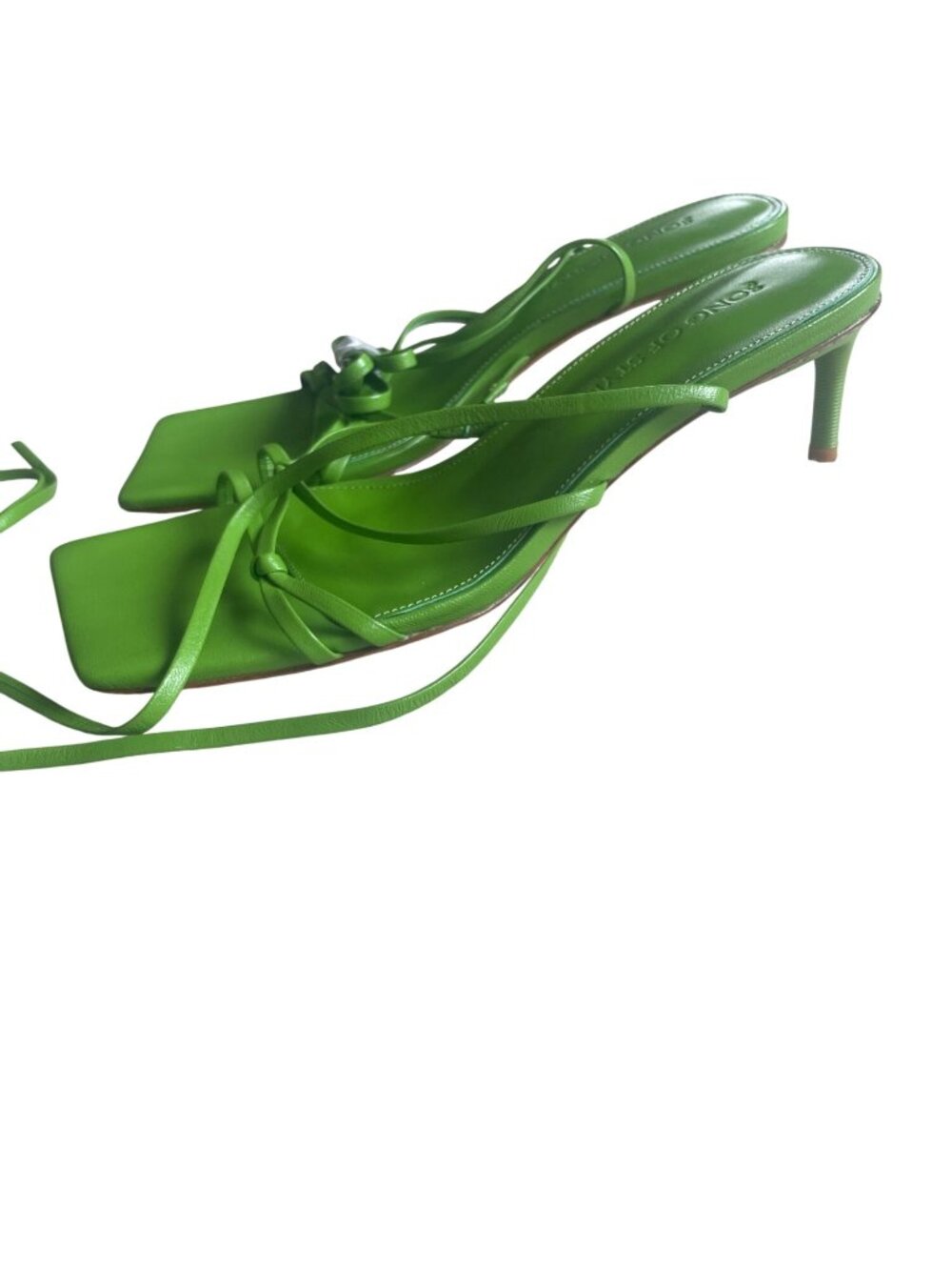 Song of Style Soiree Kelly Green Kitten Heel Square Toe Strappy Revolve 90s - Picture 2 of 9